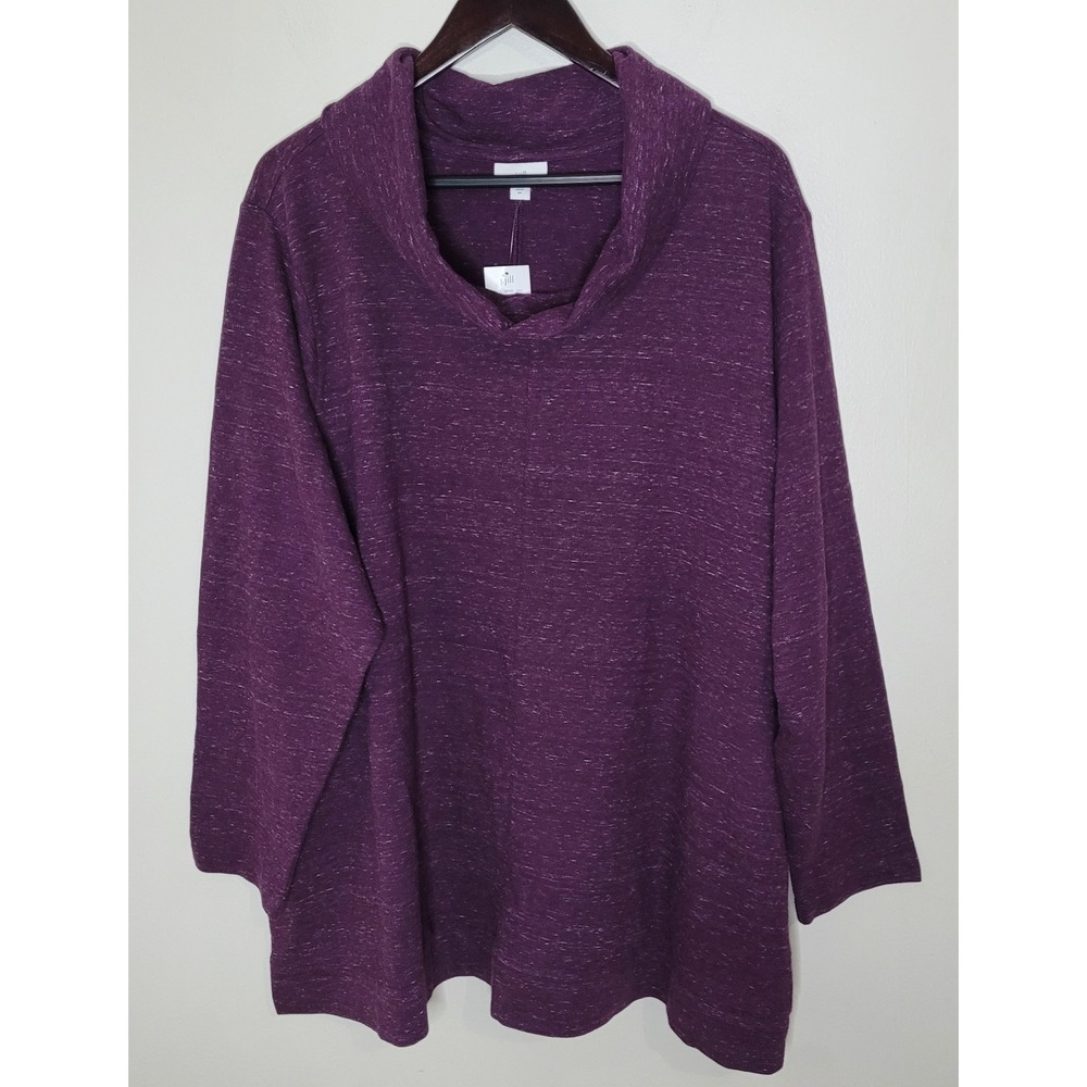 NWT 4X J Jill French Terry Cowl Neck LS Tunic Cozy Comfy Minimalist Purple